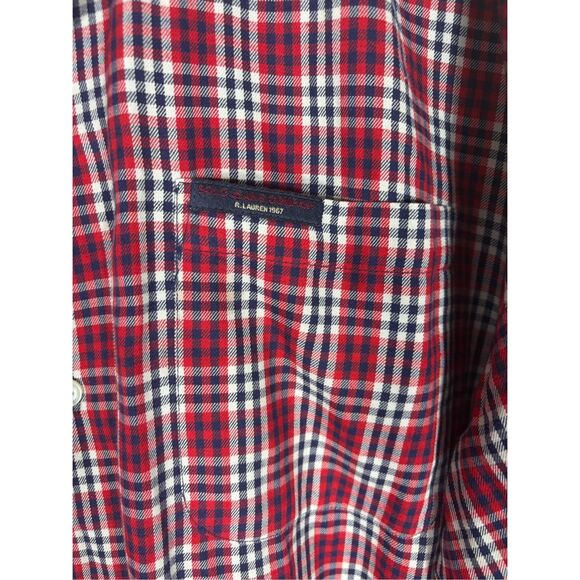 Ralph Lauren Polo Jeans Co Shirt Men Large Red Y2k 2000s Button Up Flannel RL me - Picture 3 of 5